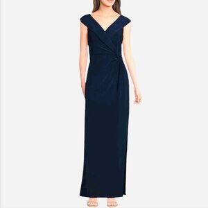 NEW Lauren Ralph Lauren Portrait Collar Cap Sleeve Crepe Sheath Gown for Size 14